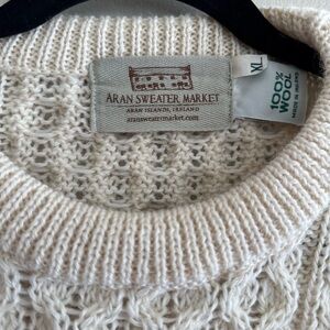 Aran Sweater Market Men's Cream Wool Crewneck Sweater